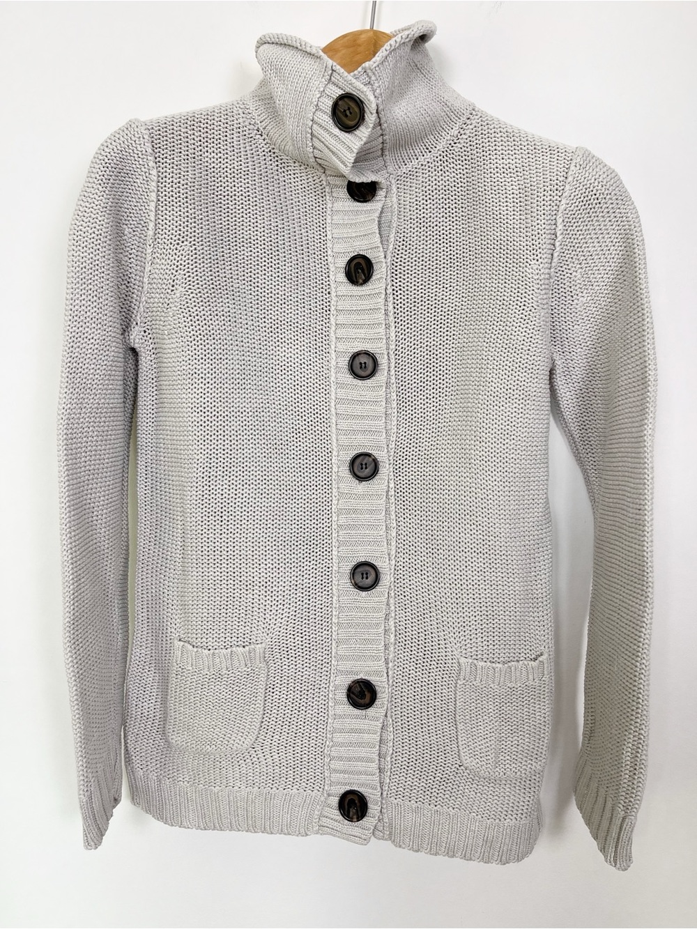 J. Crew Women’s Light Grey Linen and Cotton Blend Button Cardigan Size Large